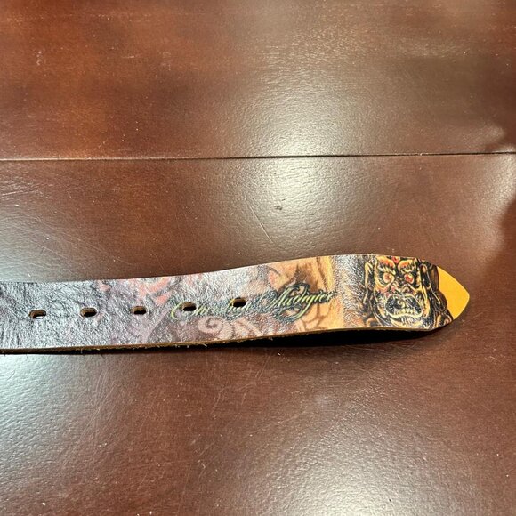 Christian Audigier Vintage Handmade Genuine Leather Belt (Crystal/Stud/Demon) - Picture 5 of 10